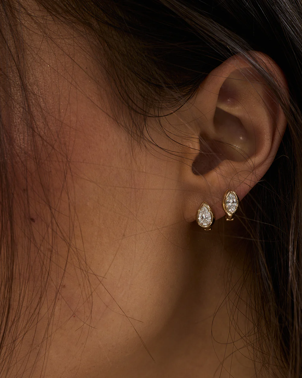 Cleo Marquise Diamond Huggies - Image 13